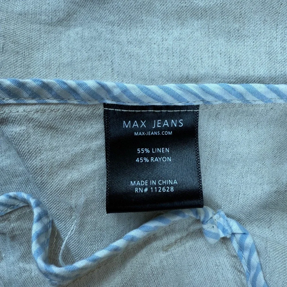 Max Jeans Utility Jacket‎ Lightweight Drawstring Waist Beige Linen Blend M